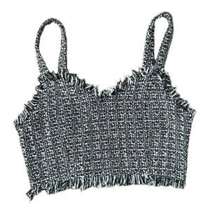 S Mare Mare X Anthropologie Black & White Tweed Crop Top Size S